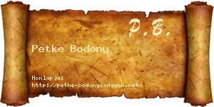Petke Bodony névjegykártya